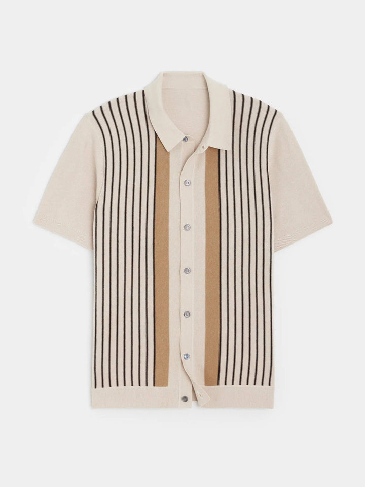 Striped Short Sleeved Polos Sweater Knit Top
