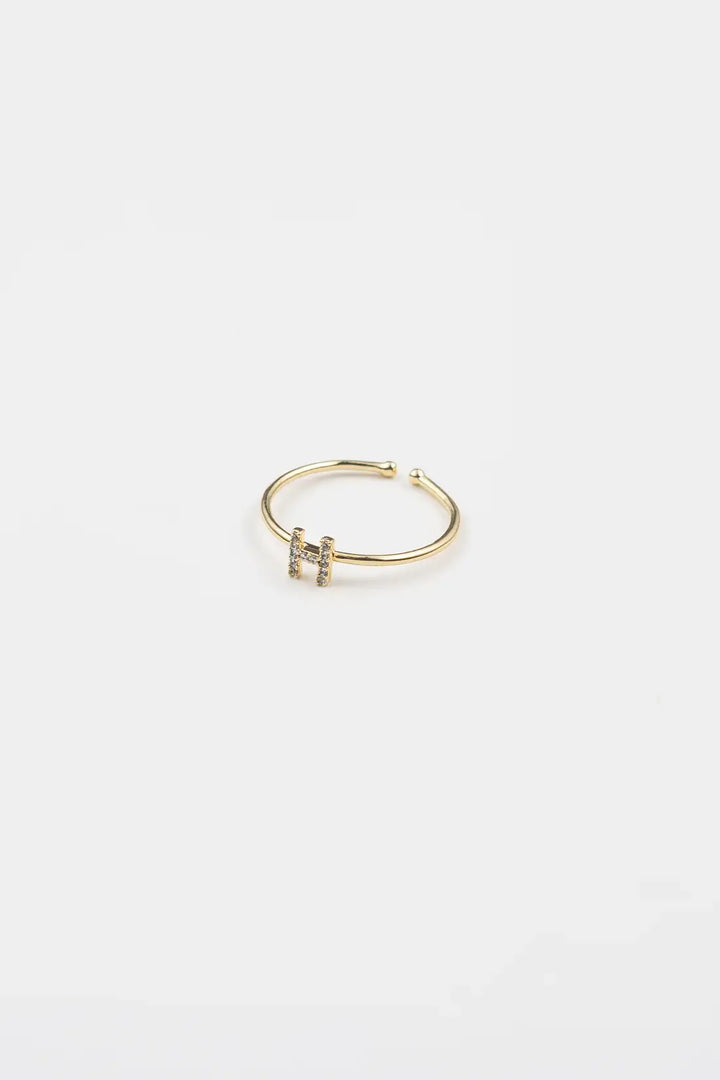 18K Gold Plated Adjustable Initial Ring