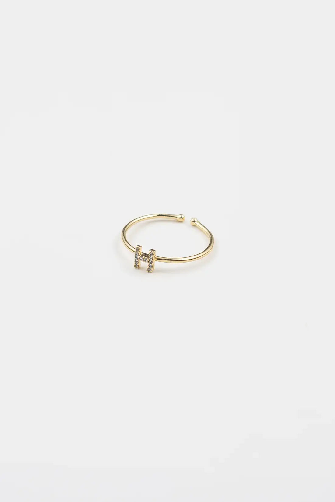 18K Gold Shiny Adjustable Initial Ring