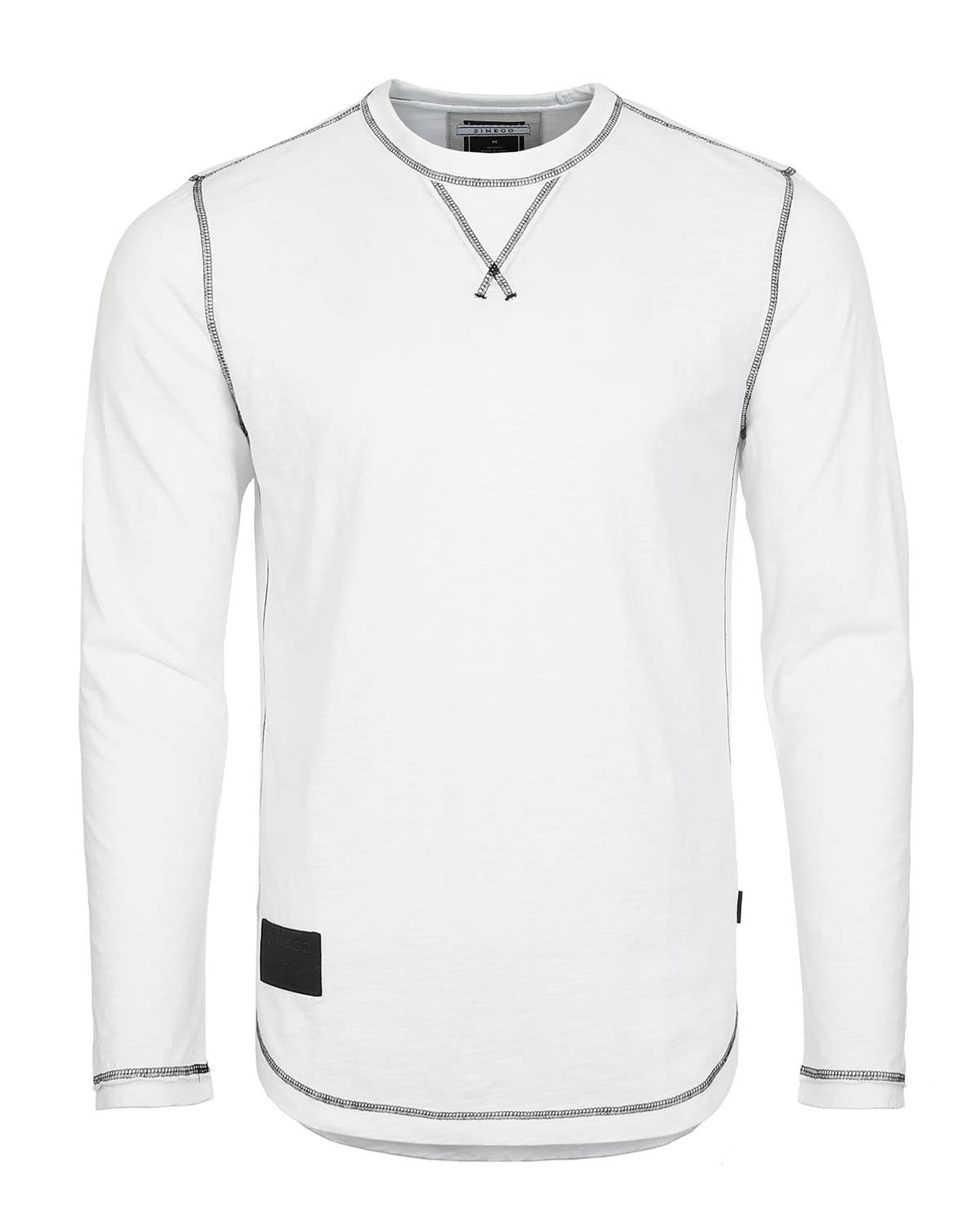 Men's Long Sleeve Crew Neck Western Vintage - White