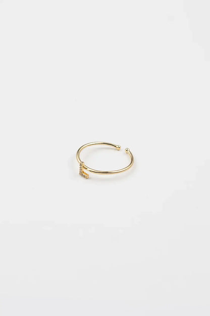 18K Gold Shiny Adjustable Initial Ring