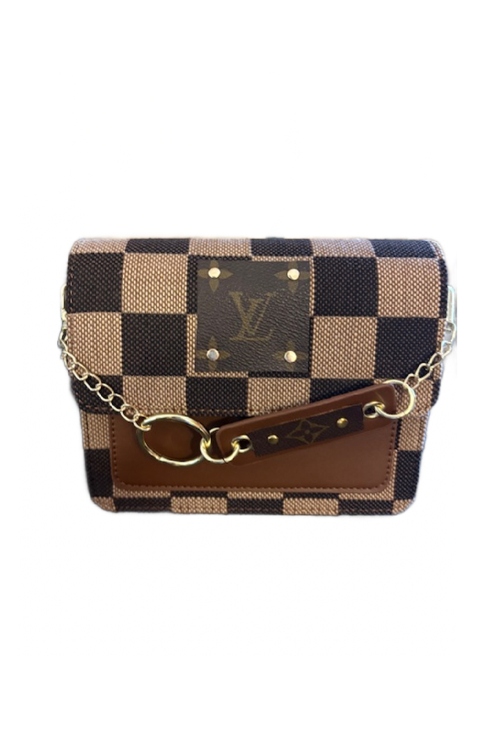 Upcycled Checker Chained Crossbody Bag