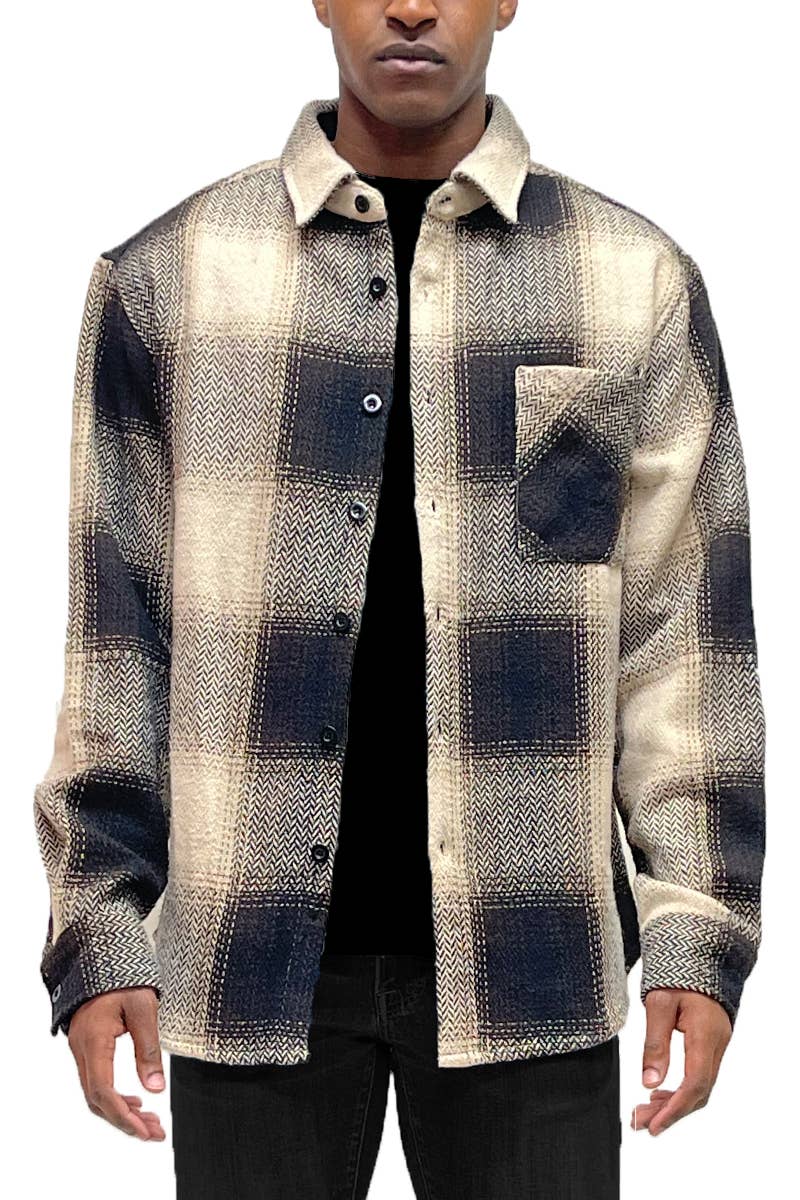 Unisex Flannel Shirt Jacket Shacket Long Sleeve