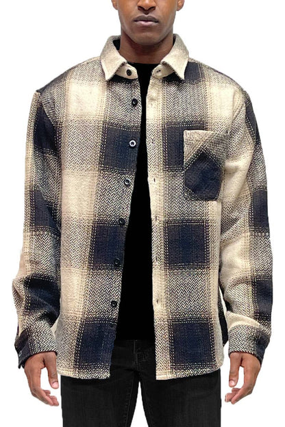 Unisex Flannel Shirt Jacket Shacket Long Sleeve