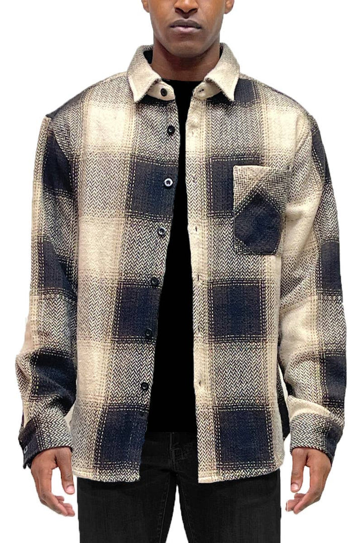 Unisex Flannel Shirt Jacket Shacket Long Sleeve
